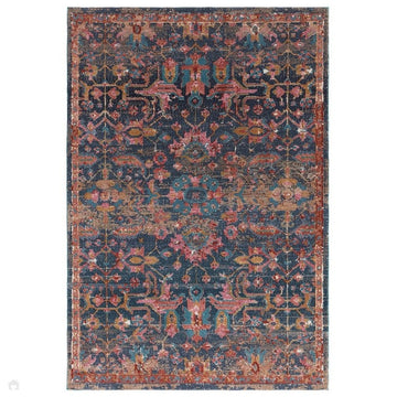 Zola Evin Traditional Persian Hi-Low Textured Pink/Turquoise Blue/Orange/Yellow/Cream/Multicolour Rug-Asiatic Carpets-Rug Love - The Most Loved Rug Store